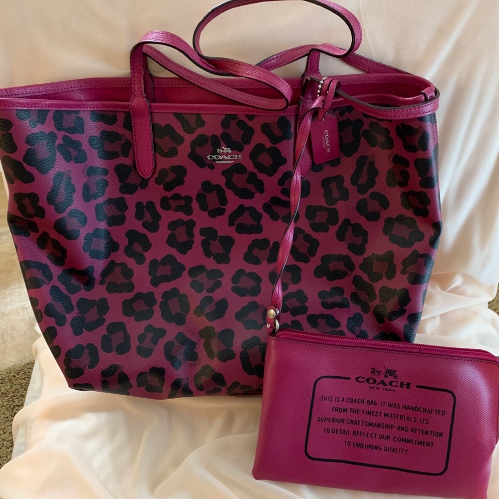 Coach Ocelot Reversible City Tote with pouch